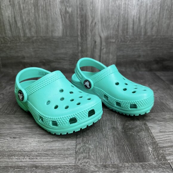 CROCS Classic Infant size 5 Lagoon Teal Clogs - Picture 3 of 9
